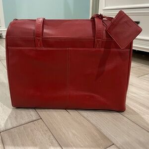 Buxton Red Leather Laptop Briefcase